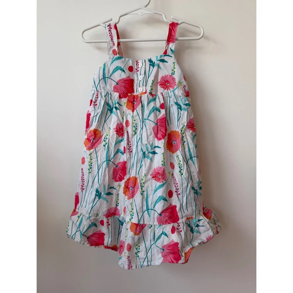 Baby Gap Girls Floral Poppy Sundress Pink Orange White Toddler 4 Years 4T Dress